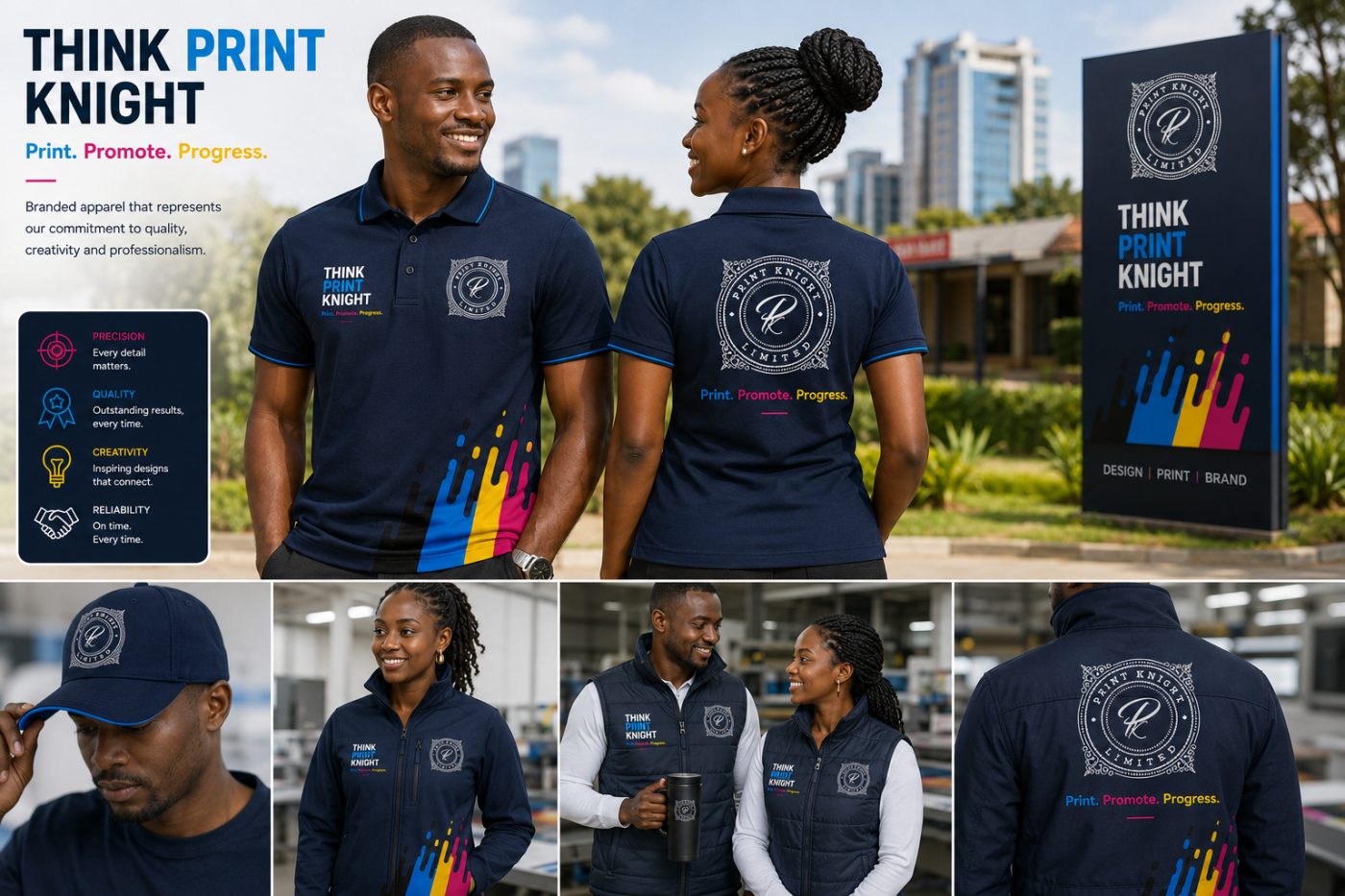 The Print Knight team in branded apparel